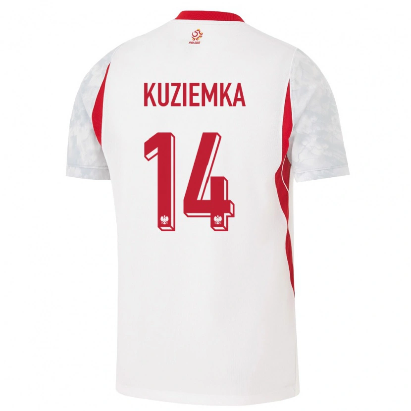 Danxen Men Poland Maciej Kuziemka #14 White Red Gray Home Jersey 26-28 T-Shirt