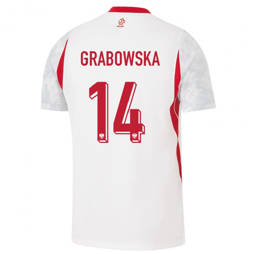 Danxen Men Poland Dominika Grabowska #14 White Red Gray Home Jersey 26-28 T-Shirt