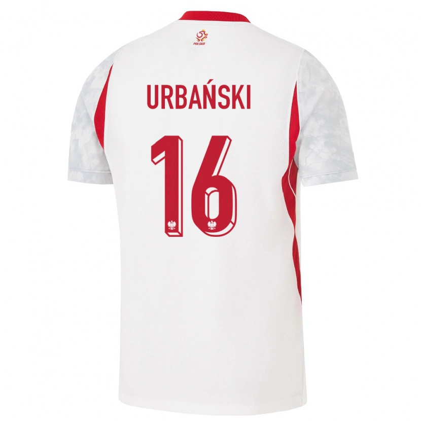 Danxen Men Poland Kacper Urbański #16 White Red Gray Home Jersey 26-28 T-Shirt