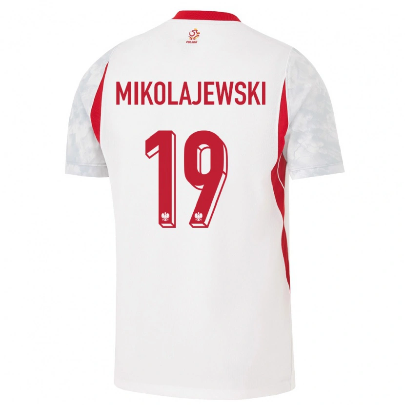 Danxen Men Poland Daniel Mikolajewski #19 White Red Gray Home Jersey 26-28 T-Shirt