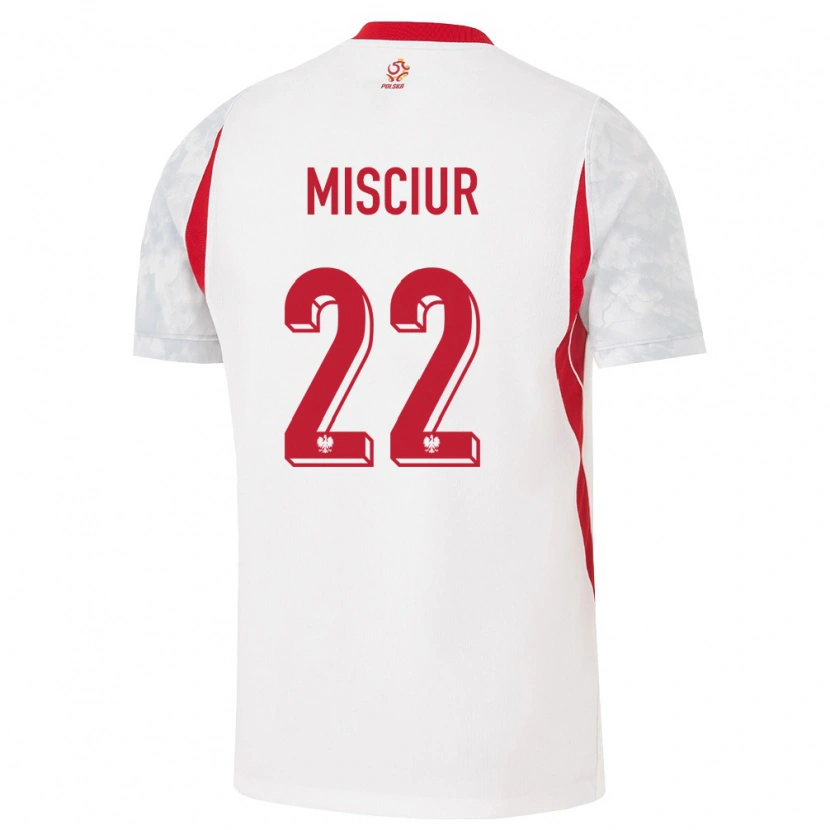 Danxen Men Poland Kornel Misciur #22 White Red Gray Home Jersey 26-28 T-Shirt