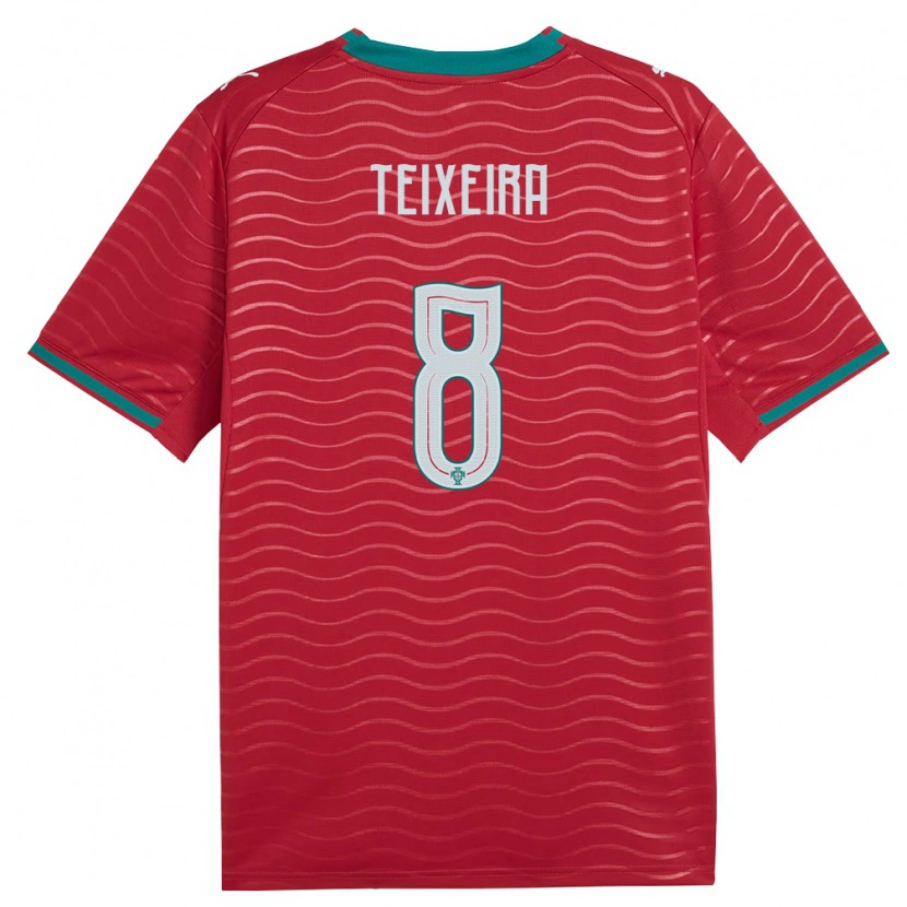 Danxen Men Portugal Joao Teixeira #8 Red Green White Home Jersey 26-28 T-Shirt