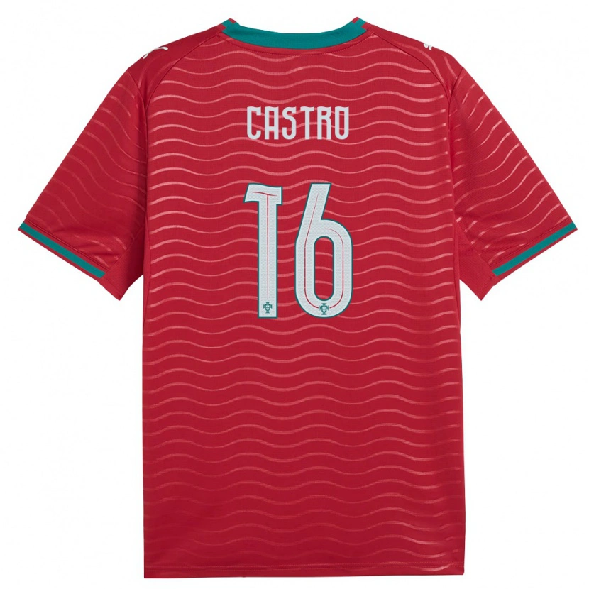 Danxen Men Portugal Guilherme Castro #16 Red Green White Home Jersey 26-28 T-Shirt