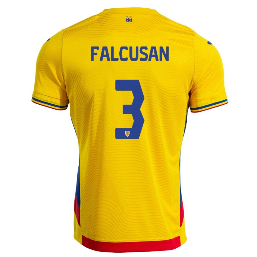 Danxen Men Romania Darius Fălcușan #3 Yellow Red Home Jersey 26-28 T-Shirt