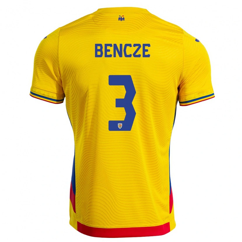 Danxen Men Romania Lóránd Bencze #3 Yellow Red Home Jersey 26-28 T-Shirt