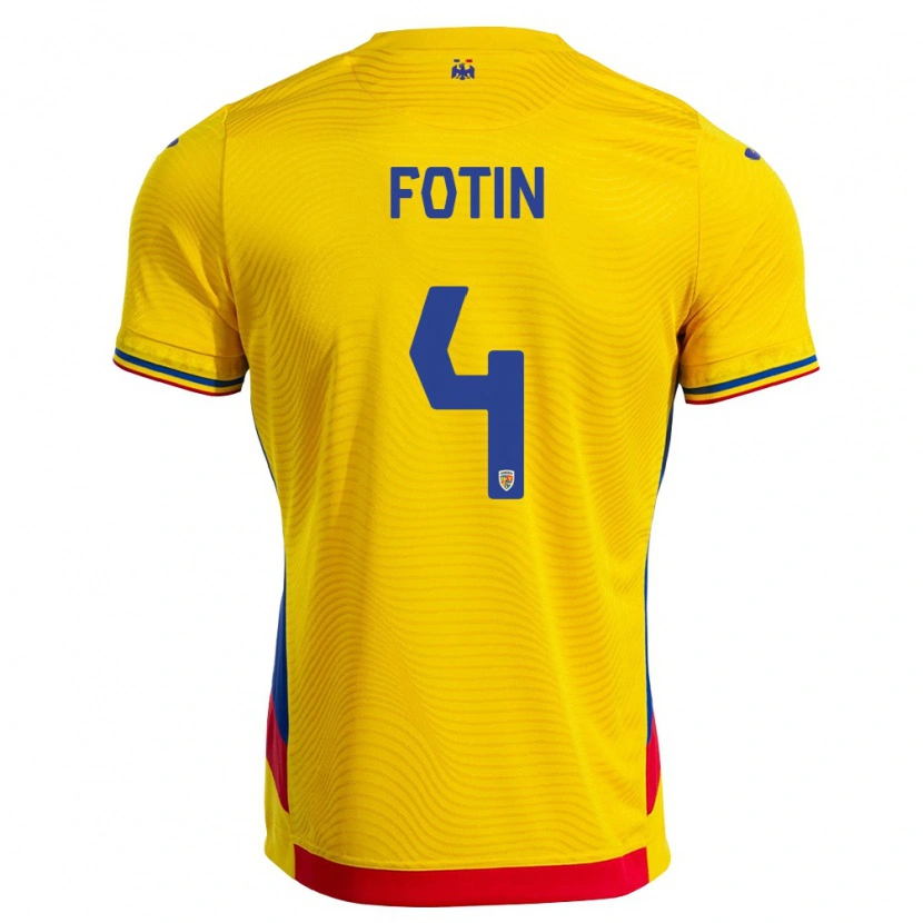 Danxen Men Romania Rareș Fotin #4 Yellow Red Home Jersey 26-28 T-Shirt