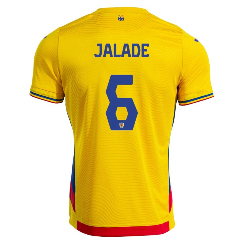 Danxen Men Romania Robert Jălade #6 Yellow Red Home Jersey 26-28 T-Shirt