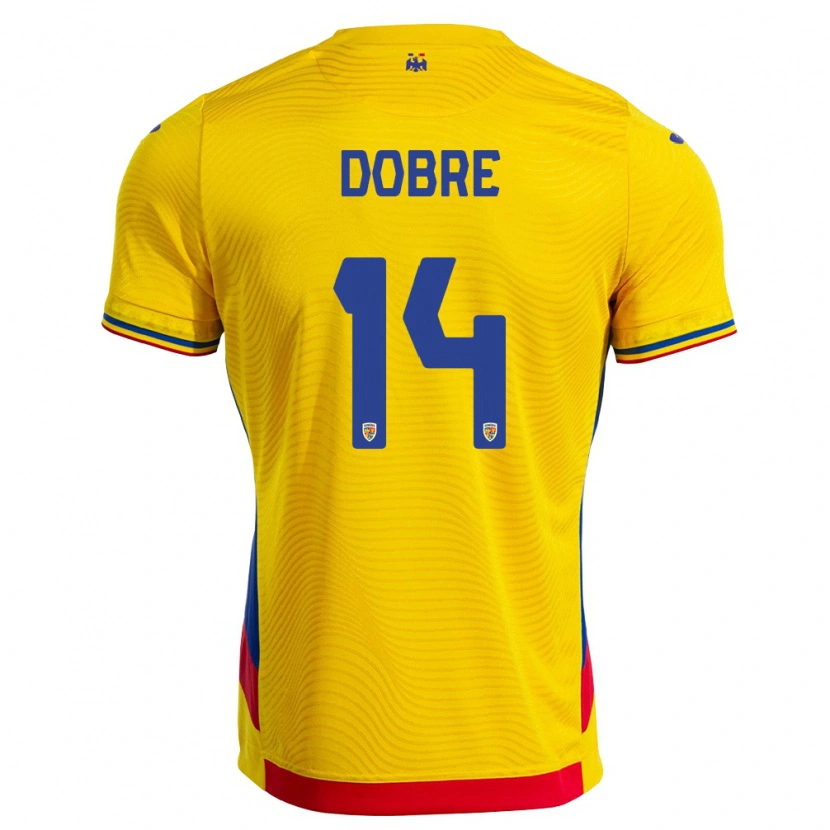 Danxen Men Romania Alexandru Dobre #14 Yellow Red Home Jersey 26-28 T-Shirt