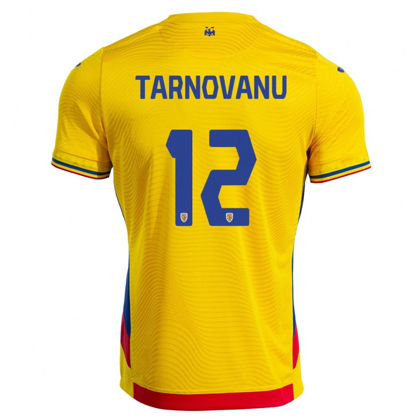 Danxen Men Romania Ștefan Târnovanu #12 Yellow Red Home Jersey 26-28 T-Shirt