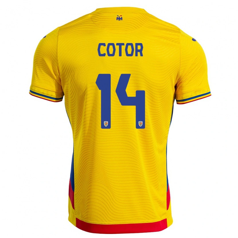 Danxen Men Romania Eduard Cotor #14 Yellow Red Home Jersey 26-28 T-Shirt