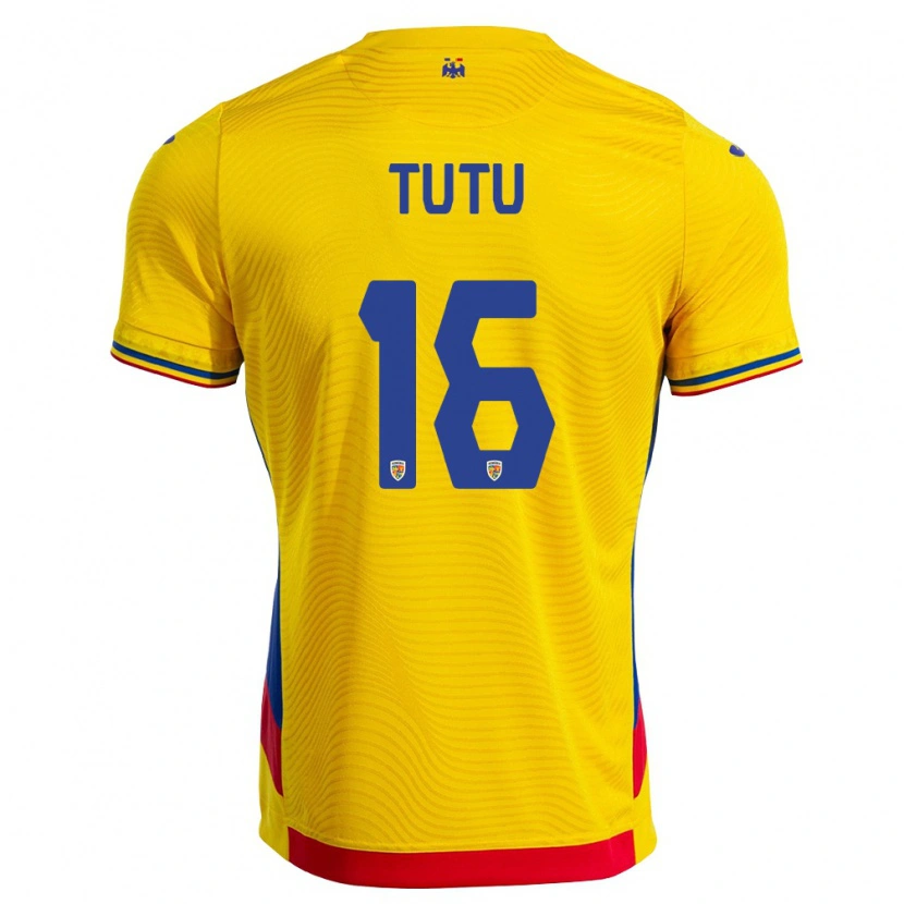 Danxen Men Romania Mark Țuțu #16 Yellow Red Home Jersey 26-28 T-Shirt