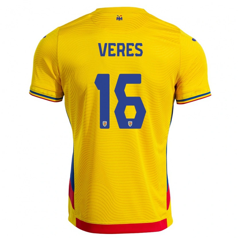 Danxen Men Romania Raul Vereș #16 Yellow Red Home Jersey 26-28 T-Shirt