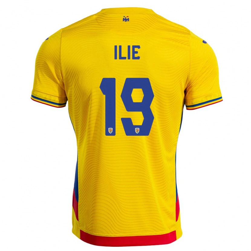 Danxen Men Romania Rareș Ilie #19 Yellow Red Home Jersey 26-28 T-Shirt