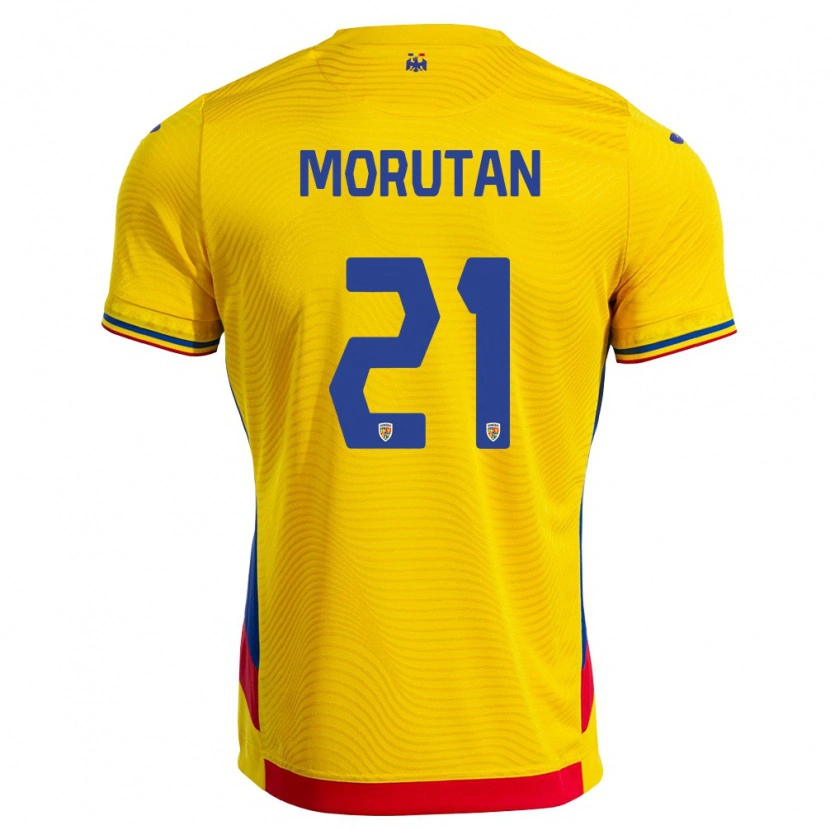 Danxen Men Romania Olimpiu Moruţan #21 Yellow Red Home Jersey 26-28 T-Shirt