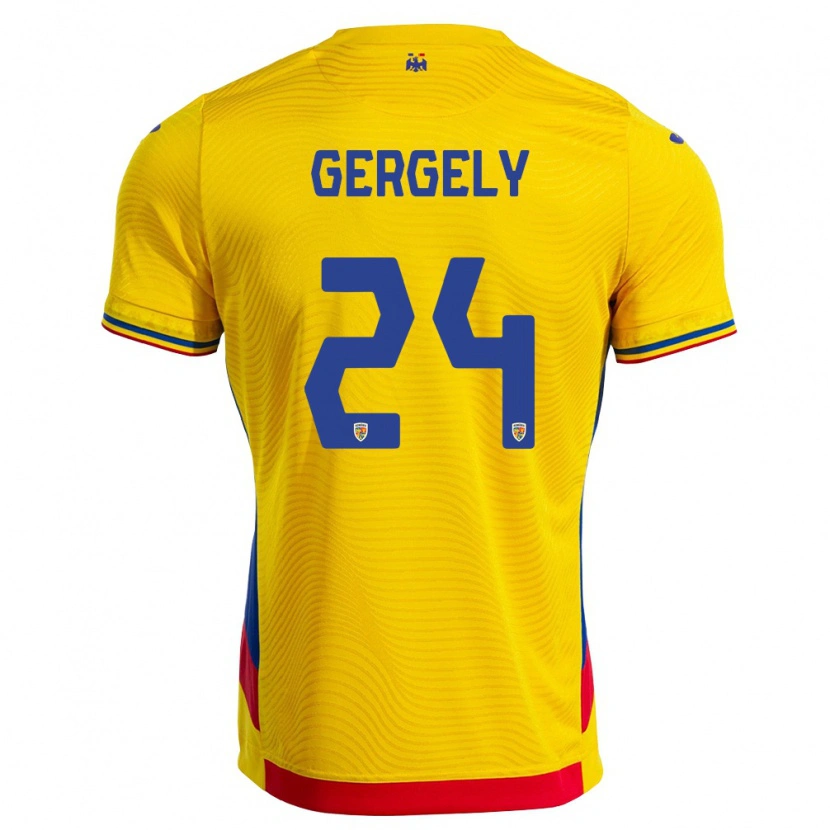 Danxen Men Romania Botond Gergely #24 Yellow Red Home Jersey 26-28 T-Shirt