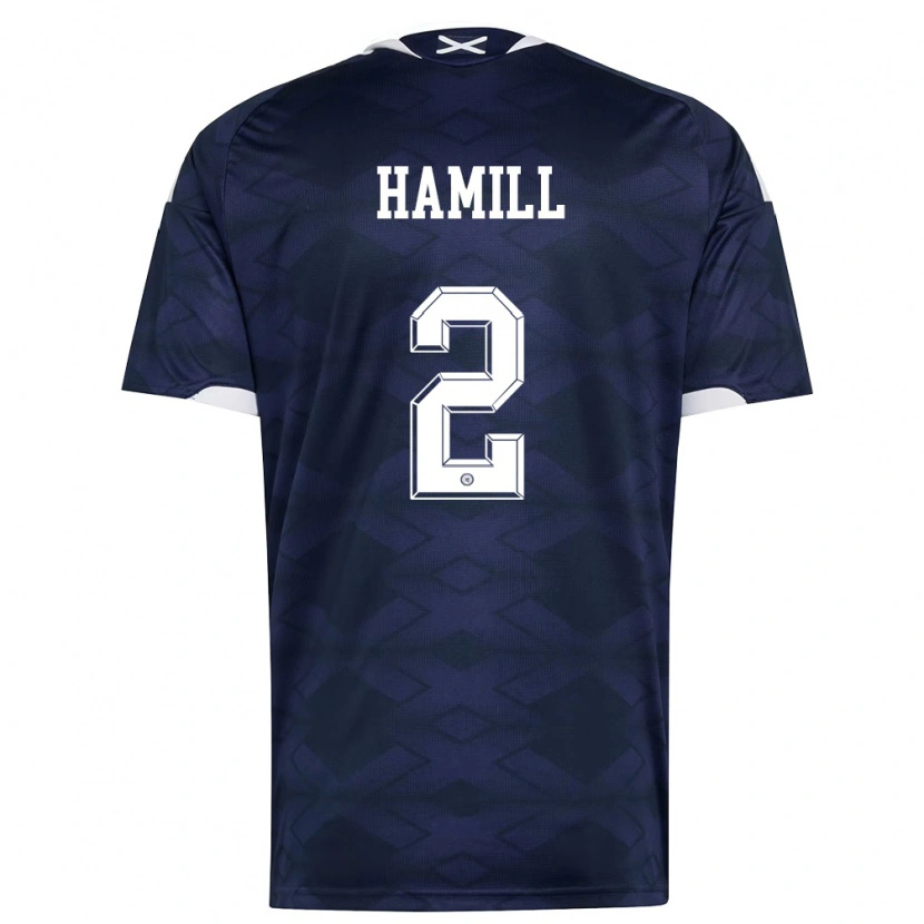 Danxen Men Scotland Callan Hamill #2 Navy White Home Jersey 26-28 T-Shirt