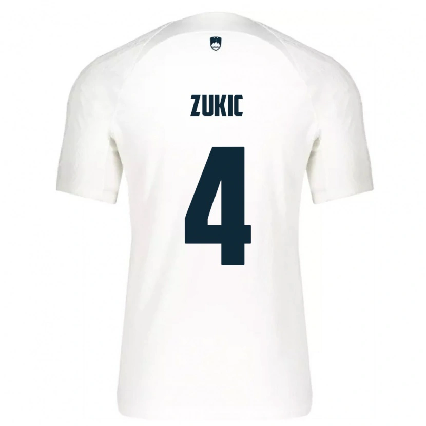 Danxen Men Slovenia Damir Zukic #4 White Blue Home Jersey 26-28 T-Shirt