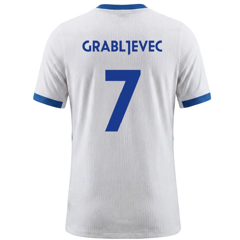 Danxen Men Slovenia Anze Grabljevec #7 White Blue Home Jersey 26-28 T-Shirt