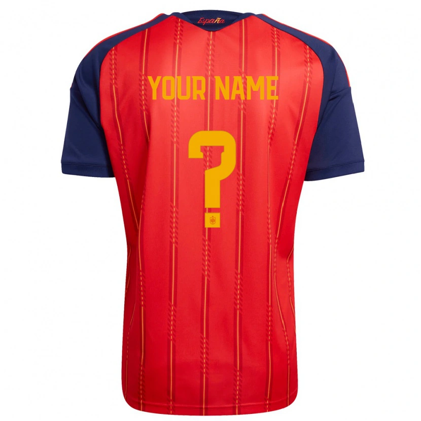 Danxen Men Spain Your Name #0 Red Navy Yellow Home Jersey 26-28 T-Shirt