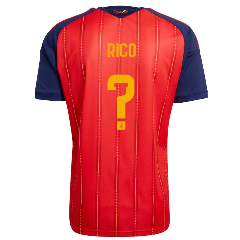 Danxen Men Spain Leo Rico #0 Red Navy Yellow Home Jersey 26-28 T-Shirt