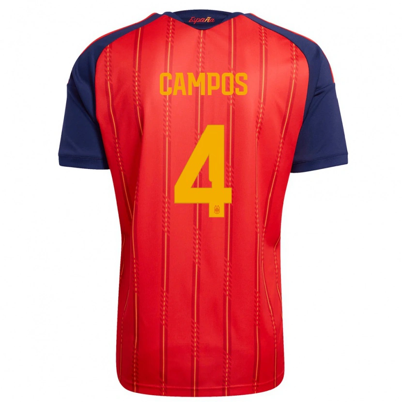 Danxen Men Spain Alex Campos #4 Red Navy Yellow Home Jersey 26-28 T-Shirt