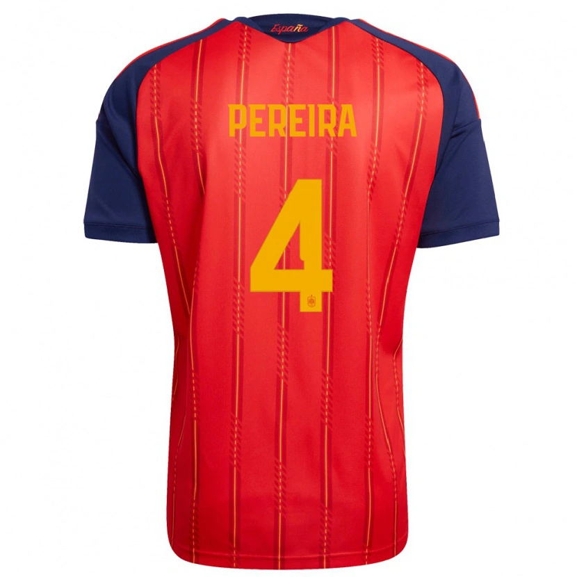 Danxen Men Spain Andrea Pereira #4 Red Navy Yellow Home Jersey 26-28 T-Shirt