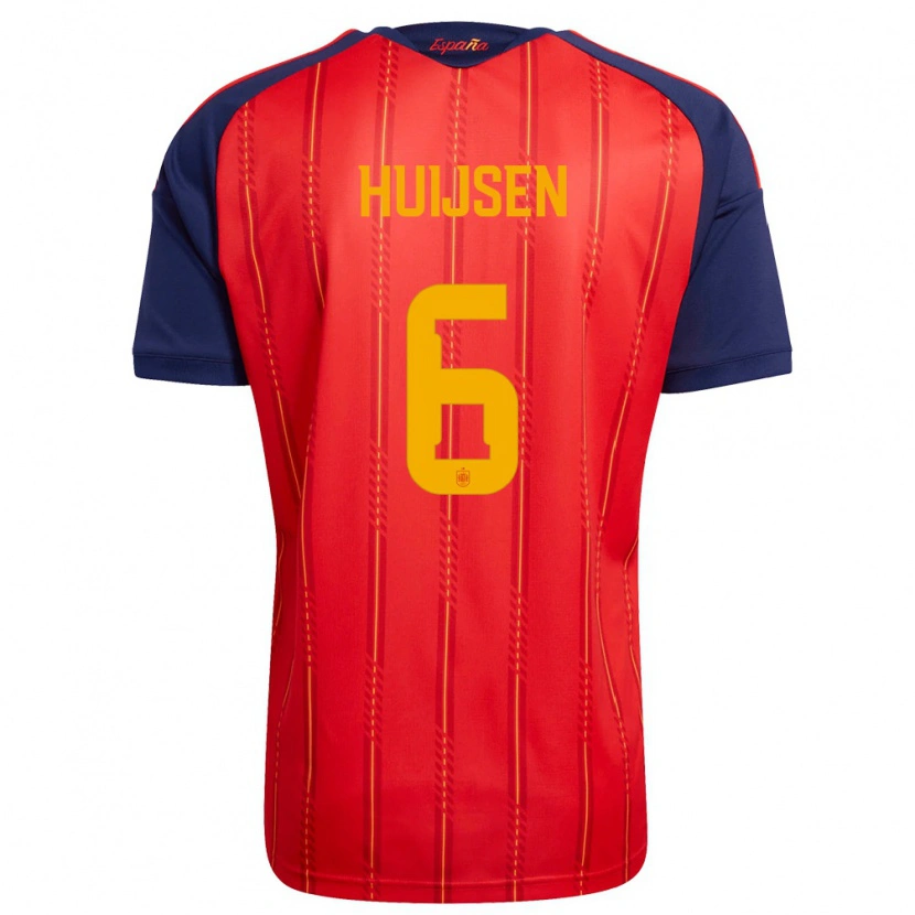 Danxen Men Spain Dean Huijsen #6 Red Navy Yellow Home Jersey 26-28 T-Shirt