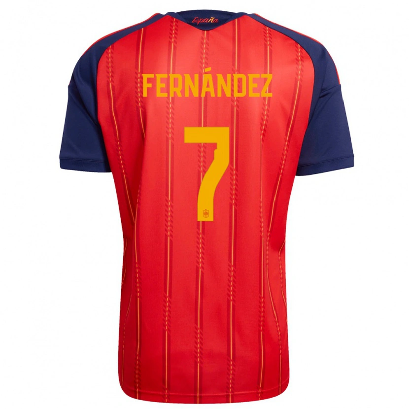 Danxen Men Spain Dani Fernández #7 Red Navy Yellow Home Jersey 26-28 T-Shirt