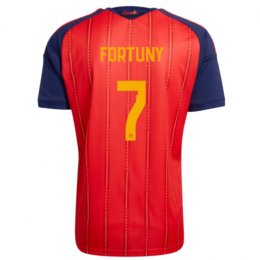 Danxen Men Spain Pol Fortuny #7 Red Navy Yellow Home Jersey 26-28 T-Shirt