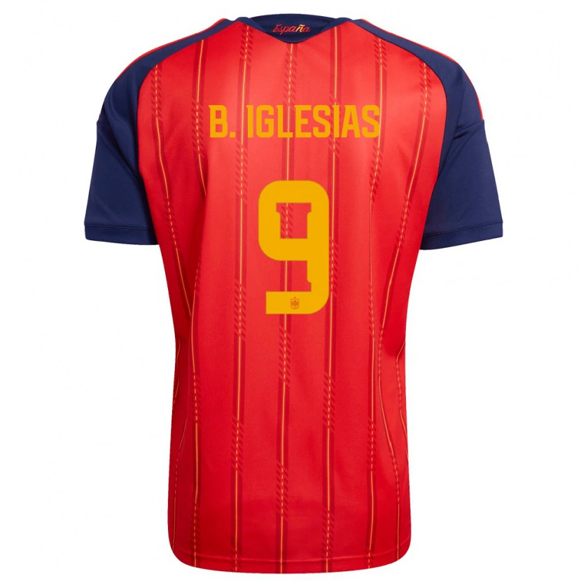 Danxen Men Spain Borja Iglesias #9 Red Navy Yellow Home Jersey 26-28 T-Shirt
