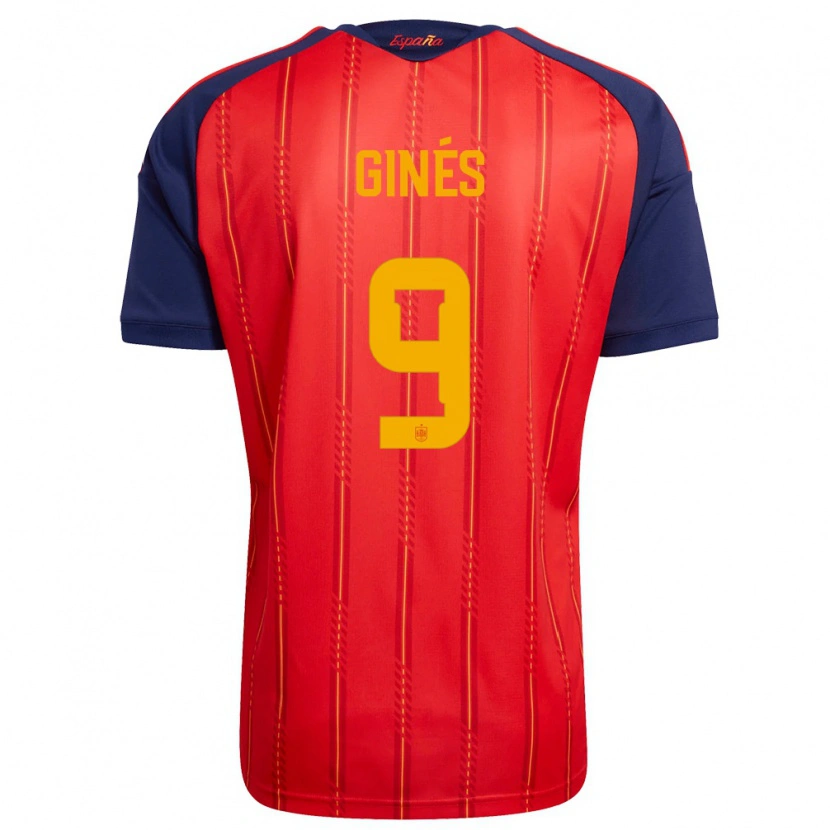 Danxen Men Spain Alvaro Gines #9 Red Navy Yellow Home Jersey 26-28 T-Shirt