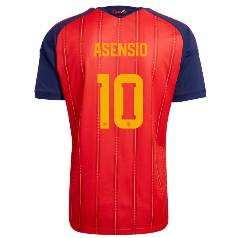 Danxen Men Spain Marco Asensio #10 Red Navy Yellow Home Jersey 26-28 T-Shirt