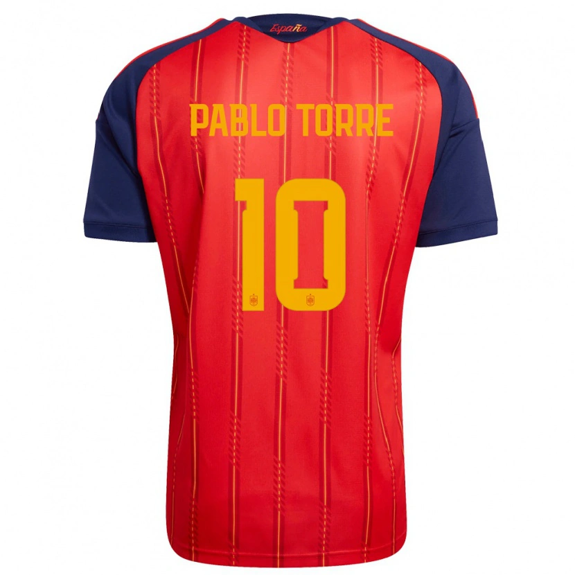 Danxen Men Spain Pablo Torre #10 Red Navy Yellow Home Jersey 26-28 T-Shirt