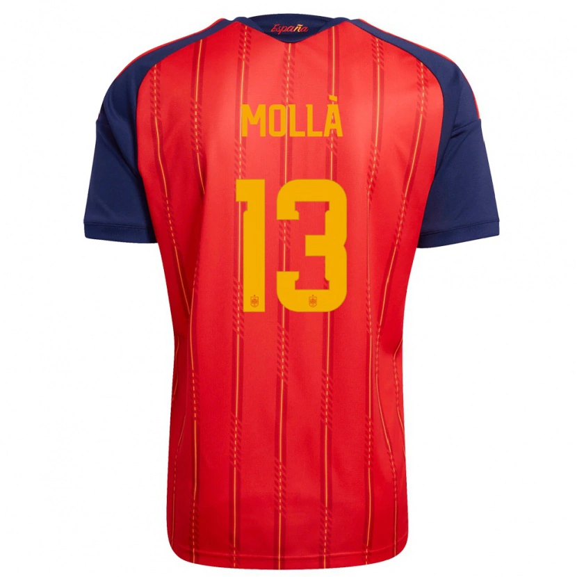 Danxen Men Spain Pablo Mollà #13 Red Navy Yellow Home Jersey 26-28 T-Shirt