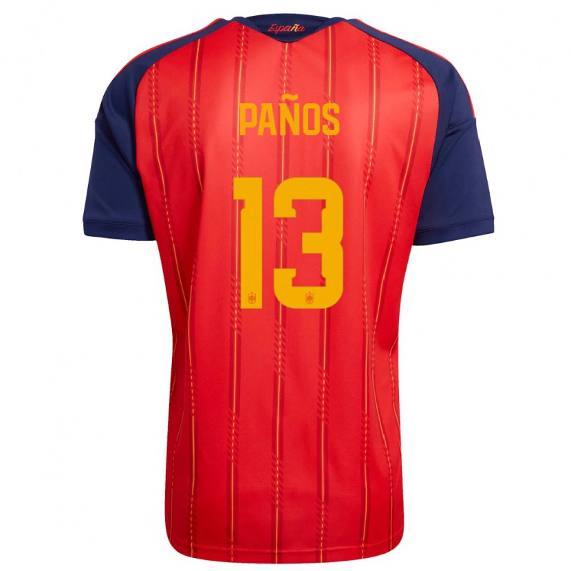 Danxen Men Spain Sandra Panos #13 Red Navy Yellow Home Jersey 26-28 T-Shirt