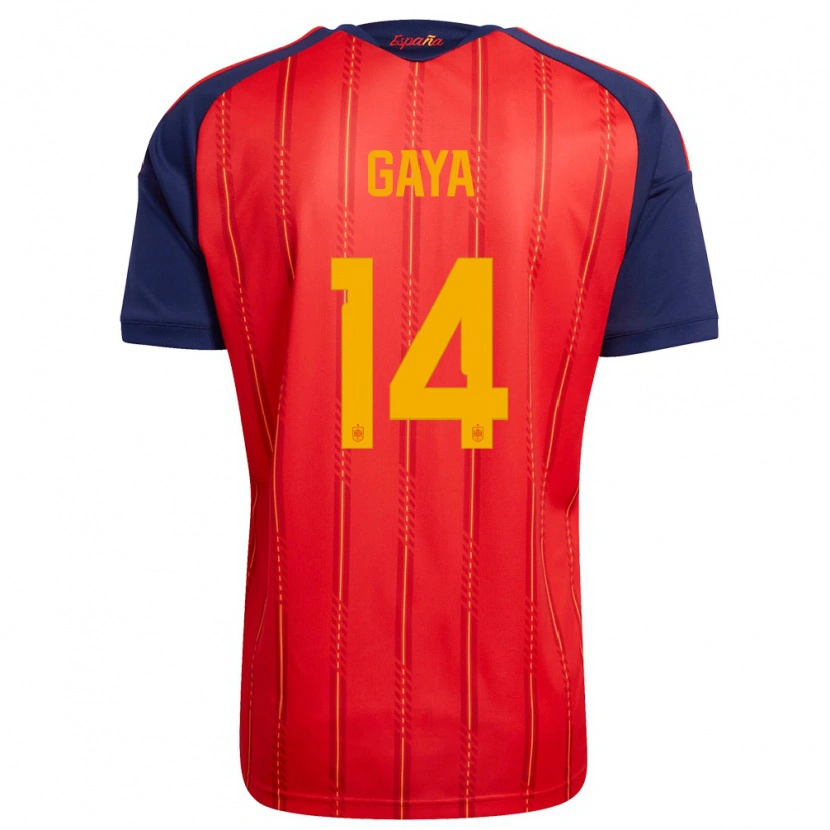 Danxen Men Spain Jose Gaya #14 Red Navy Yellow Home Jersey 26-28 T-Shirt