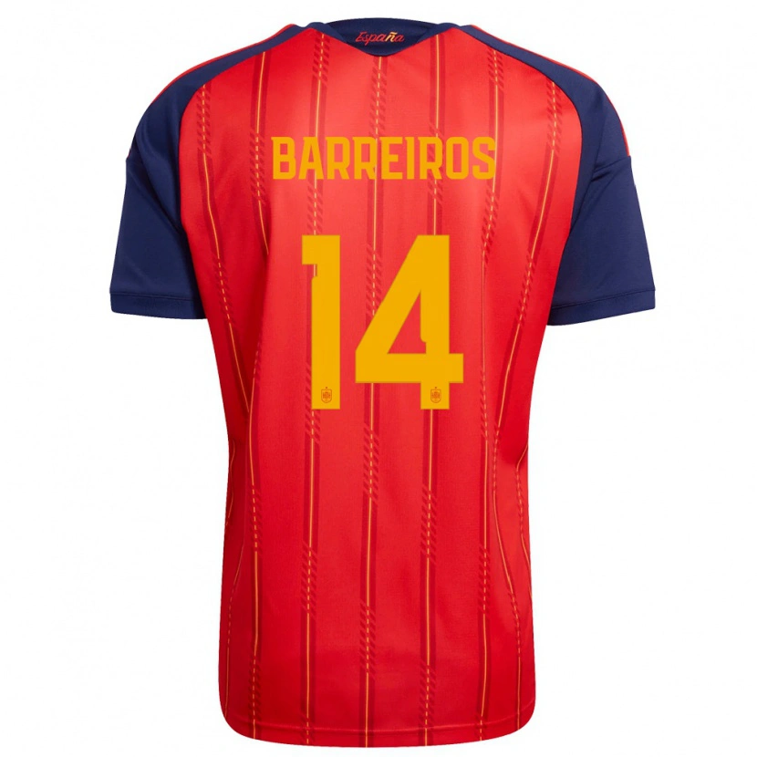 Danxen Men Spain Iago Barreiros #14 Red Navy Yellow Home Jersey 26-28 T-Shirt