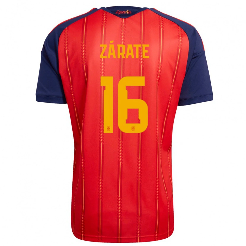 Danxen Men Spain Dilan Zárate #16 Red Navy Yellow Home Jersey 26-28 T-Shirt