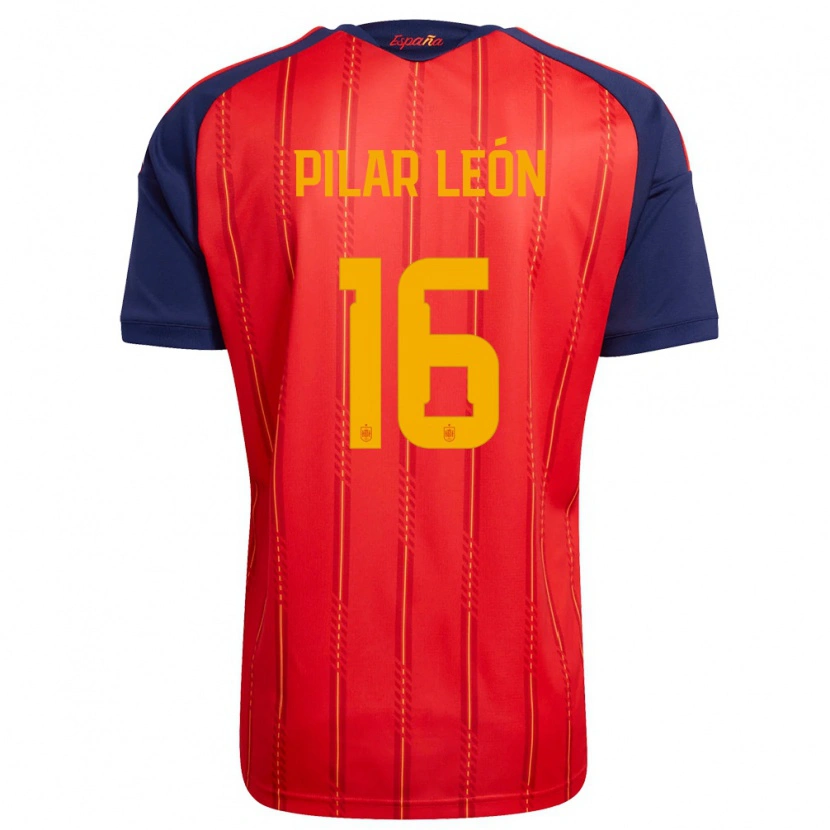 Danxen Men Spain Maria Pilar Leon #16 Red Navy Yellow Home Jersey 26-28 T-Shirt