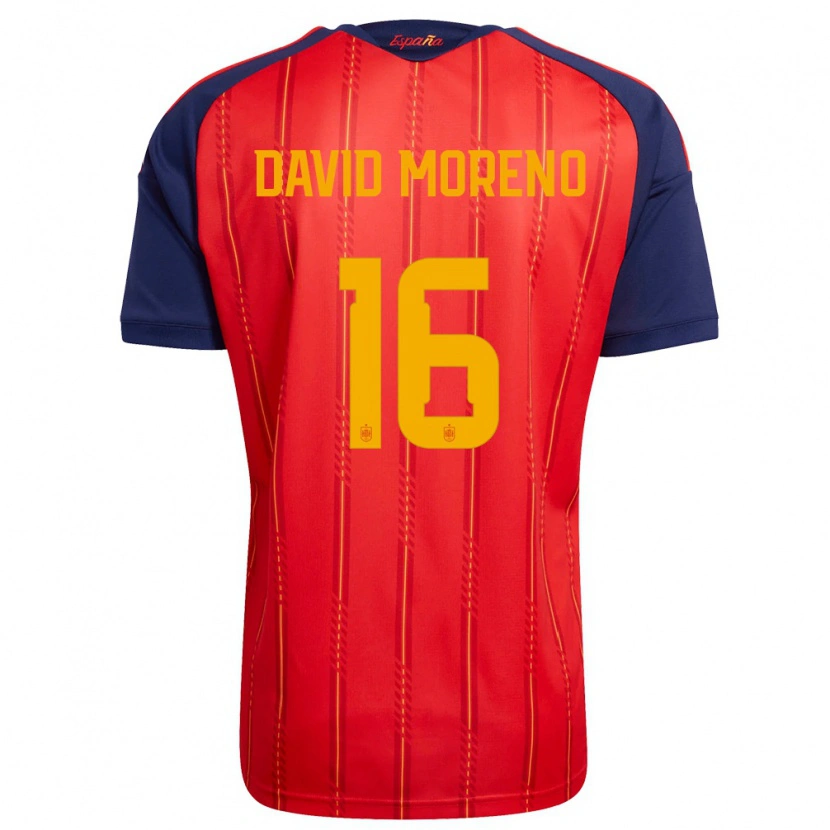 Danxen Men Spain Antonio David Moreno #16 Red Navy Yellow Home Jersey 26-28 T-Shirt