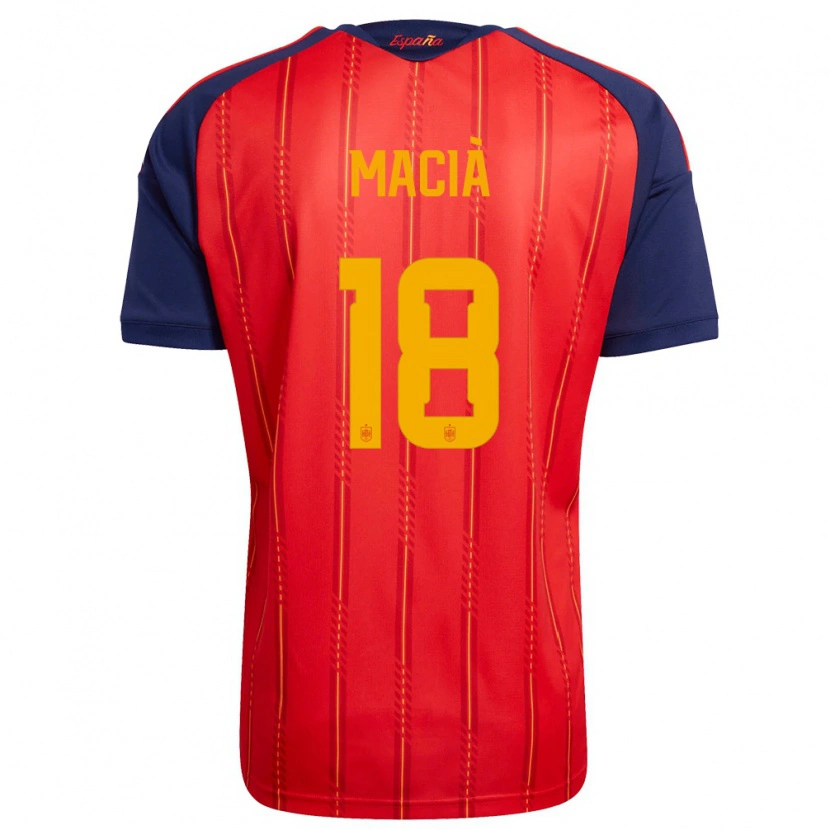 Danxen Men Spain Carlos Macià #18 Red Navy Yellow Home Jersey 26-28 T-Shirt