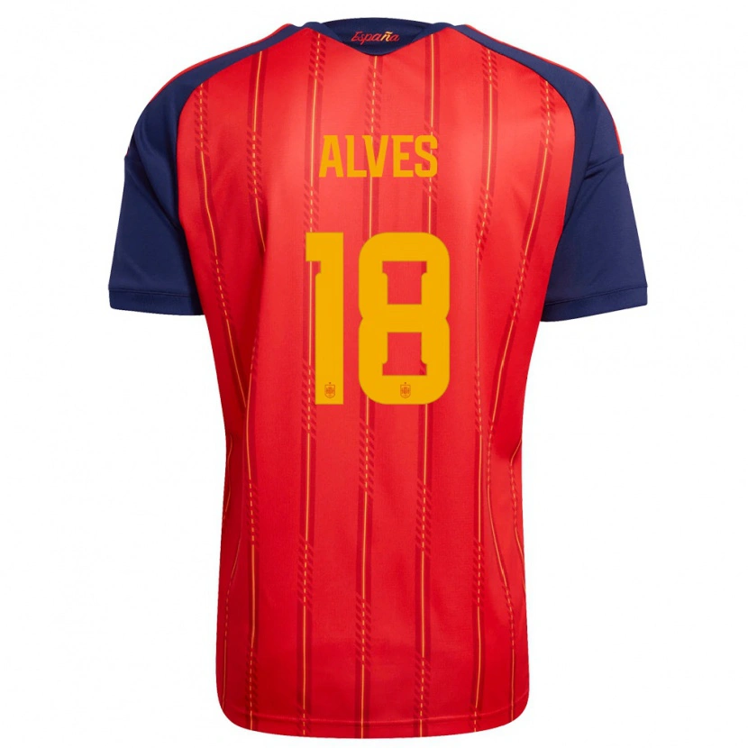 Danxen Men Spain Enzo Alves #18 Red Navy Yellow Home Jersey 26-28 T-Shirt