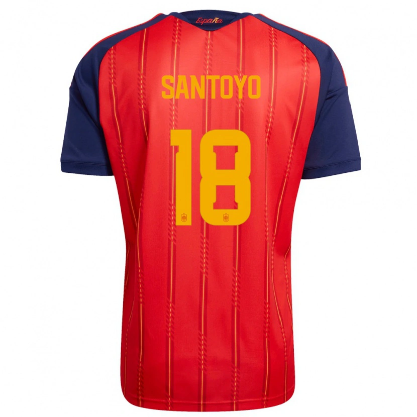 Danxen Men Spain Asier Santoyo #18 Red Navy Yellow Home Jersey 26-28 T-Shirt