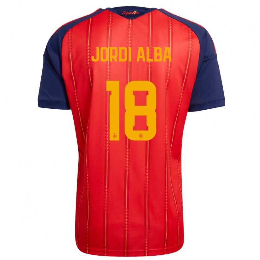 Danxen Men Spain Jordi Alba #18 Red Navy Yellow Home Jersey 26-28 T-Shirt