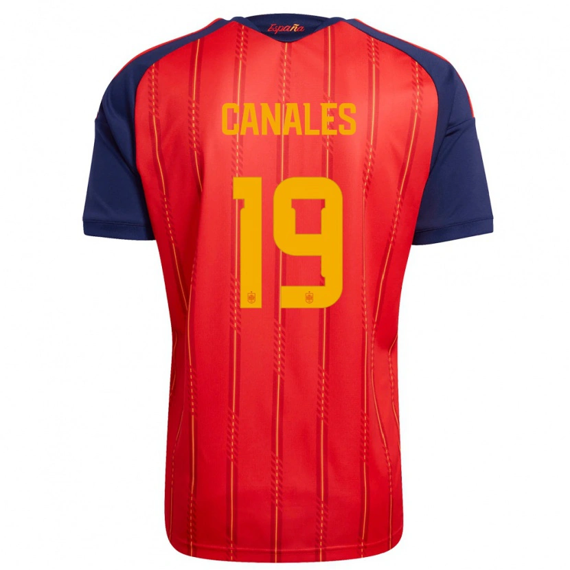Danxen Men Spain Peio Canales #19 Red Navy Yellow Home Jersey 26-28 T-Shirt