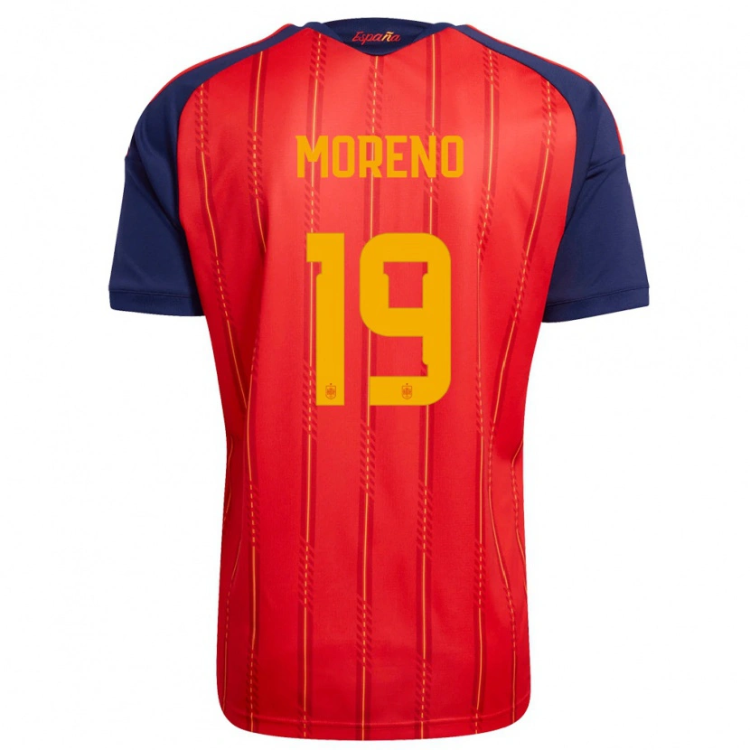 Danxen Men Spain Victor Moreno #19 Red Navy Yellow Home Jersey 26-28 T-Shirt