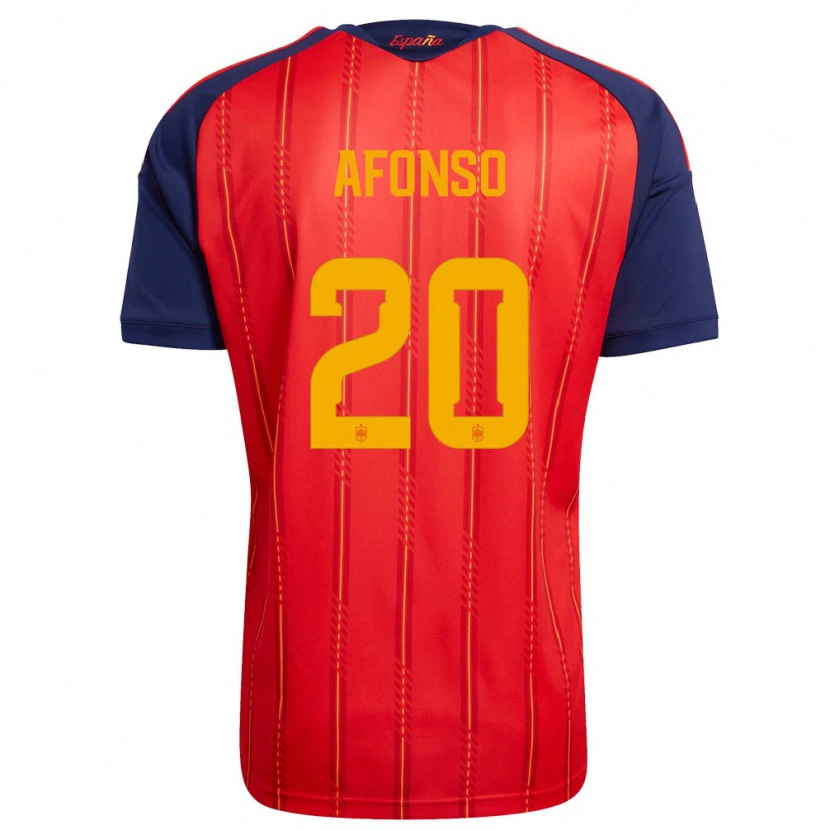 Danxen Men Spain Nicolás Afonso #20 Red Navy Yellow Home Jersey 26-28 T-Shirt