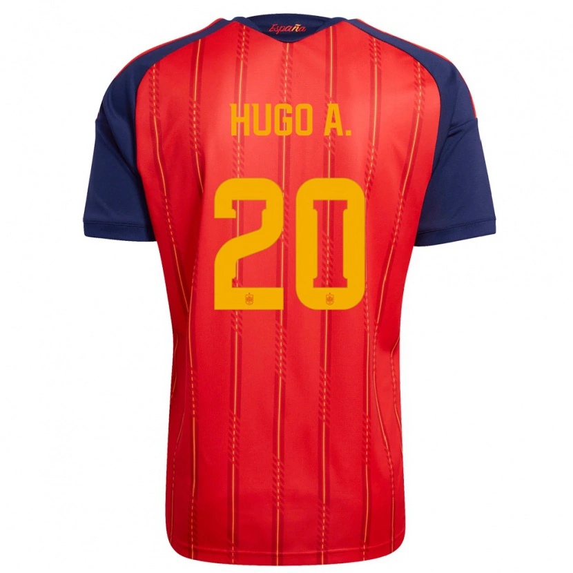 Danxen Men Spain Hugo Álvarez #20 Red Navy Yellow Home Jersey 26-28 T-Shirt