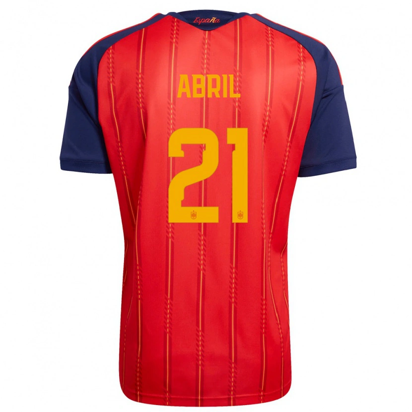 Danxen Men Spain Vicent Abril #21 Red Navy Yellow Home Jersey 26-28 T-Shirt