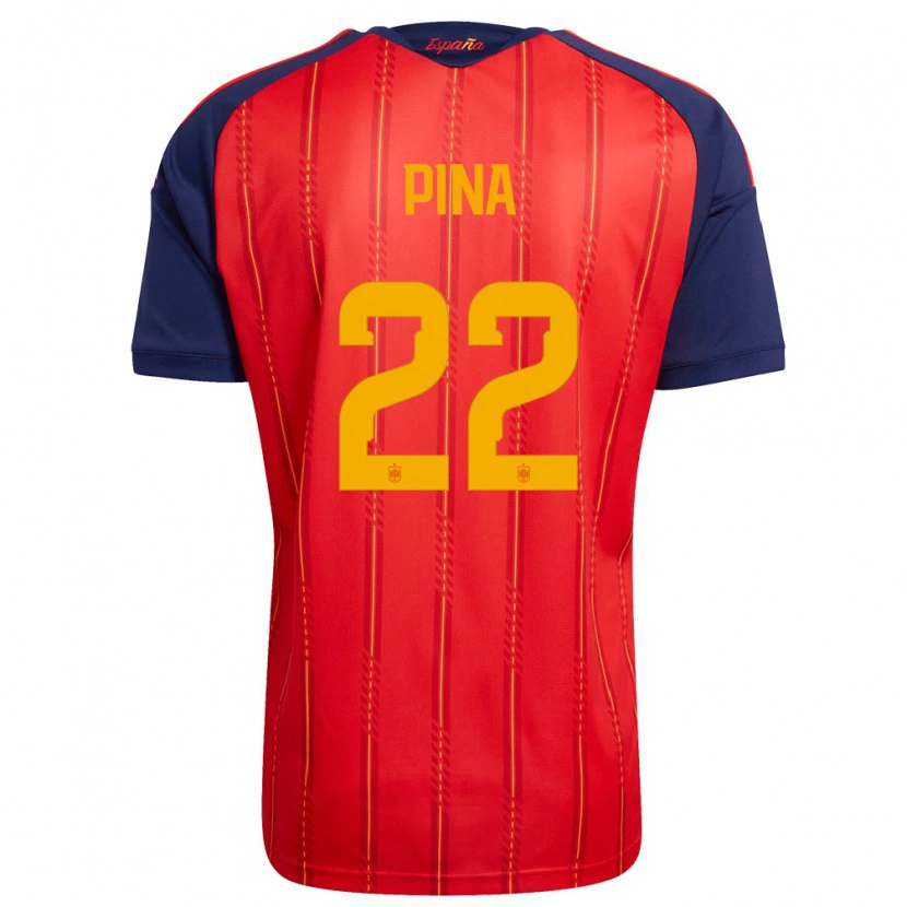 Danxen Men Spain Claudia Pina #22 Red Navy Yellow Home Jersey 26-28 T-Shirt